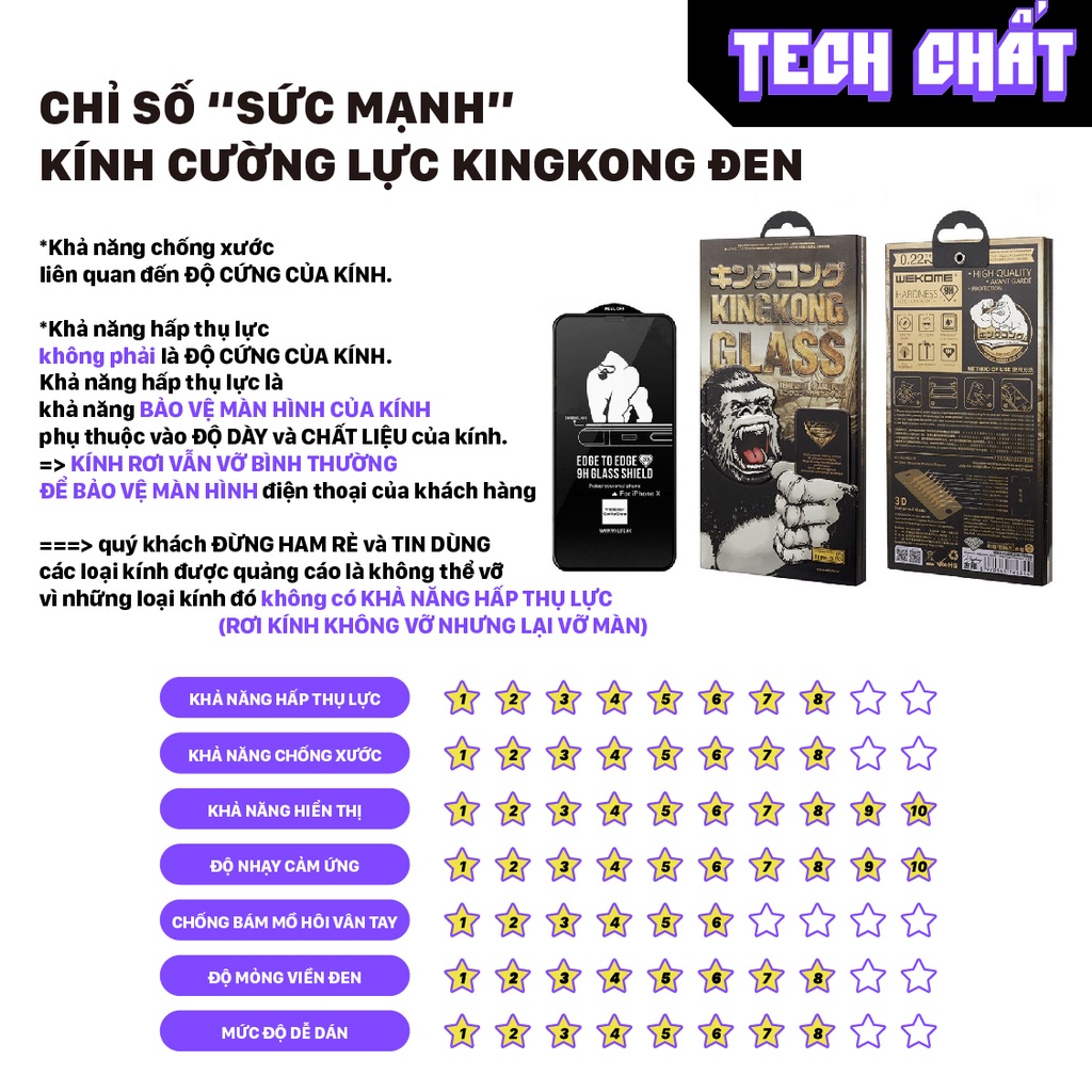 Kính cường lực KingKong cho iPhone chính hãng WK trần như nhộng Rẻ nhất sàn nên khôngCóPhụKiện và khôngBảoHành tech chất