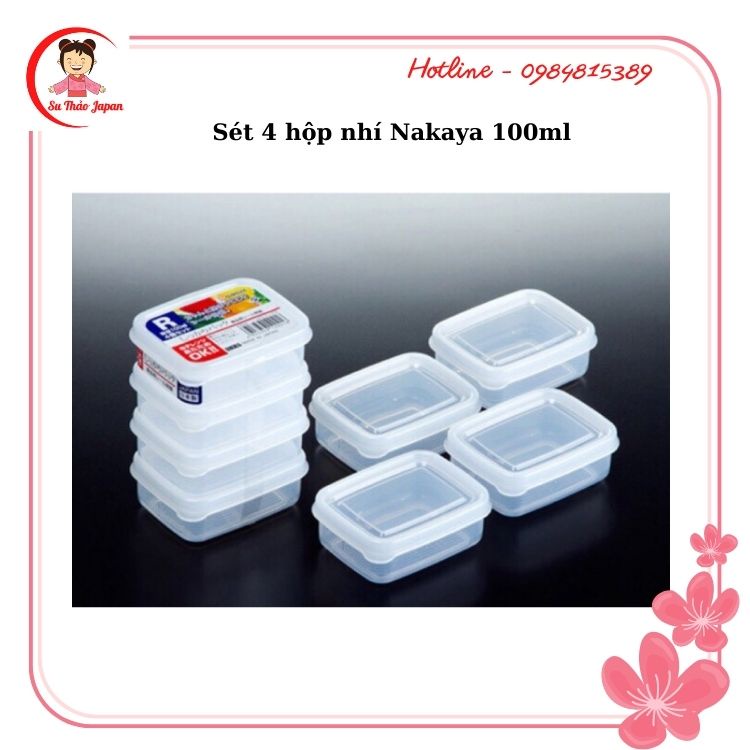 Set 4 Hộp Nhựa Nhí Nakaya 100ml Nhật Bản