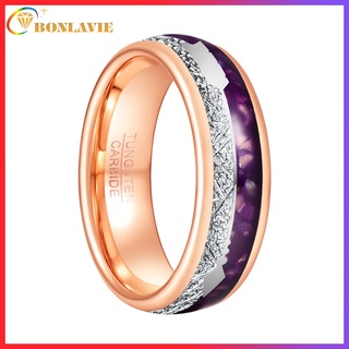 Bonlavie 8mm Màu vàng hồng dát sao băng màu tím mã não nam Mũi tên cổ điển Thép vonfram Anelli Uomo Trang sức