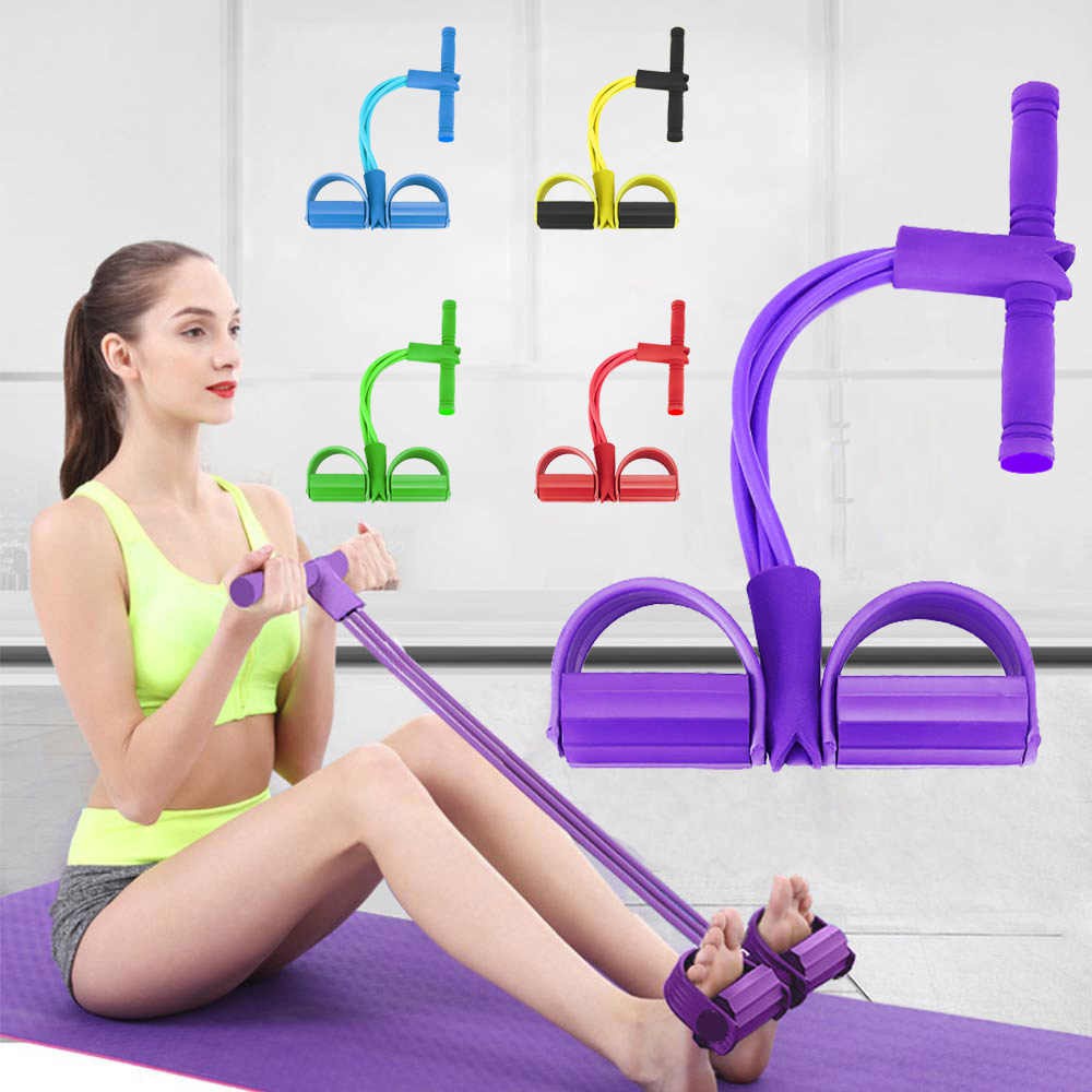 Dây Tập Bụng - Dây Kéo Đàn Hồi Kháng Lực 4 Ống Cao Su, Dây Tummy Trimmer Đa Năng Tập Bụng, Thể Dục, Tập Gym Tại Nhà DK01
