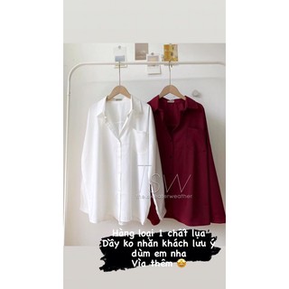 Sơ mi trơn lụa dày oversize