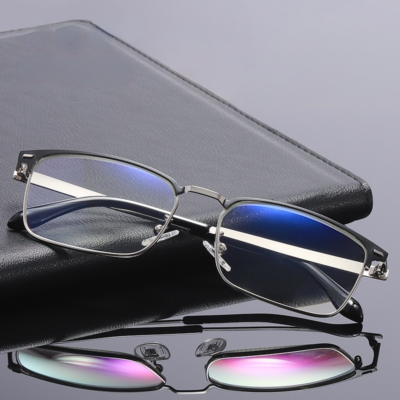 2022 Kính đọc sách chống ánh sáng xanh của nam giới Kính đọc sách thông thường chất lượng cao Khung kim loại
