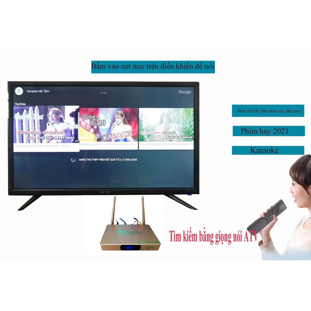 Android tv box os 7.1 ATV hệ thống giọng nói Q9S new 2G