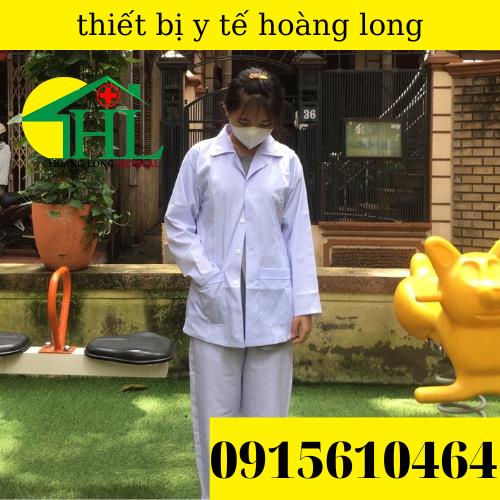 Bộ Quần Áo Blouse (Blue) Y Tá Nữ Dài Tay Dáng Ngắn