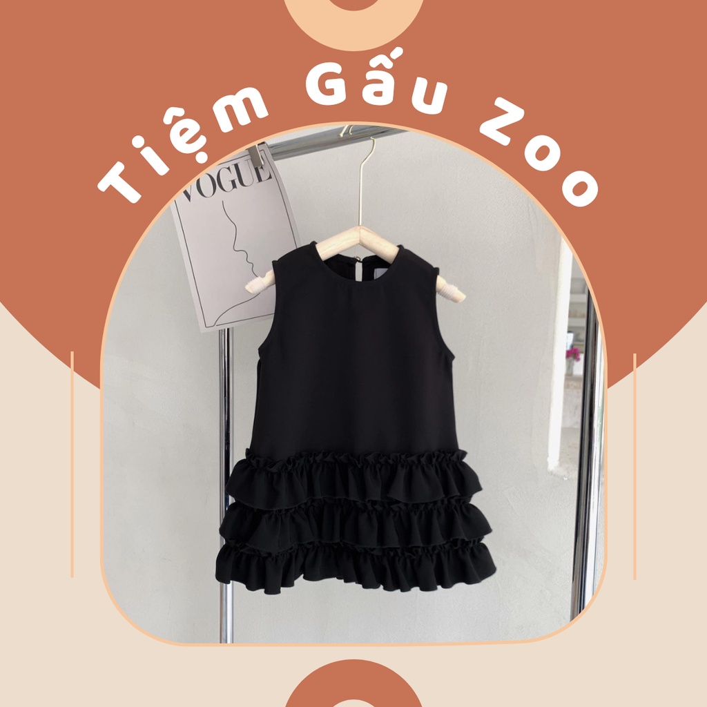 Váy Đuôi Cá Xinh Chất Liệu Vải Đũi Cho Bé Gái Bèo Nhún Màu Đen Đáng Yêu Mát Mẻ Giặt Nhanh Khô Không Gây Kích Ứng