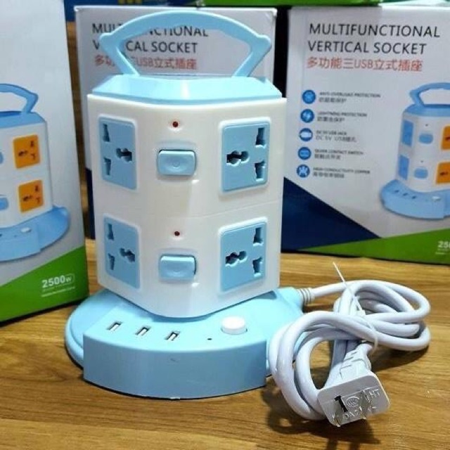 Ổ Điện Đa Năng 2-3 Tầng, 12 Ổ Cắm, 3 Cổng USB Siêu Tiện Lợi - Ổ Cắm Điện Thiết Kế Đứng 2-4Tầng Đa Năng