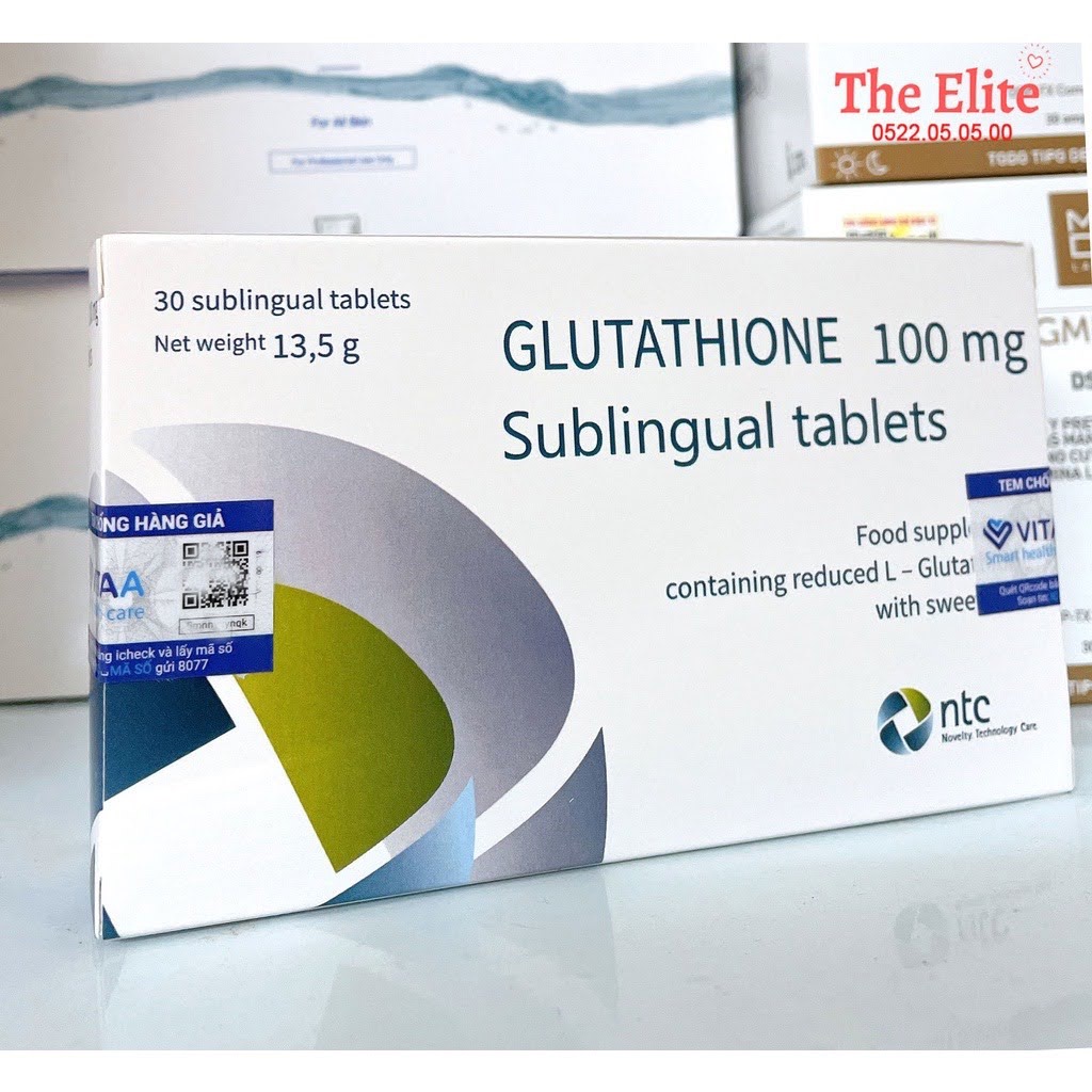Viên Ngậm Trắng Da Glutathione 100mg Sublingual Tablets