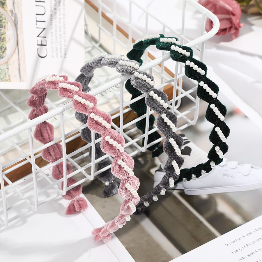 Băng đô nhung ngọc trai thời trang thu đông phong cách Hàn Quốc cho nữ