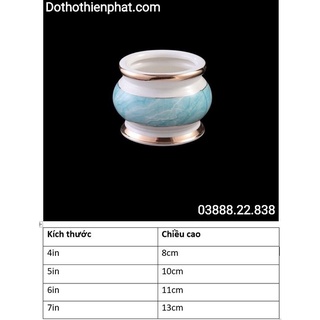 Lư hương sứ họa tiết đá hoa cương xanh – Nhiều kích thước
