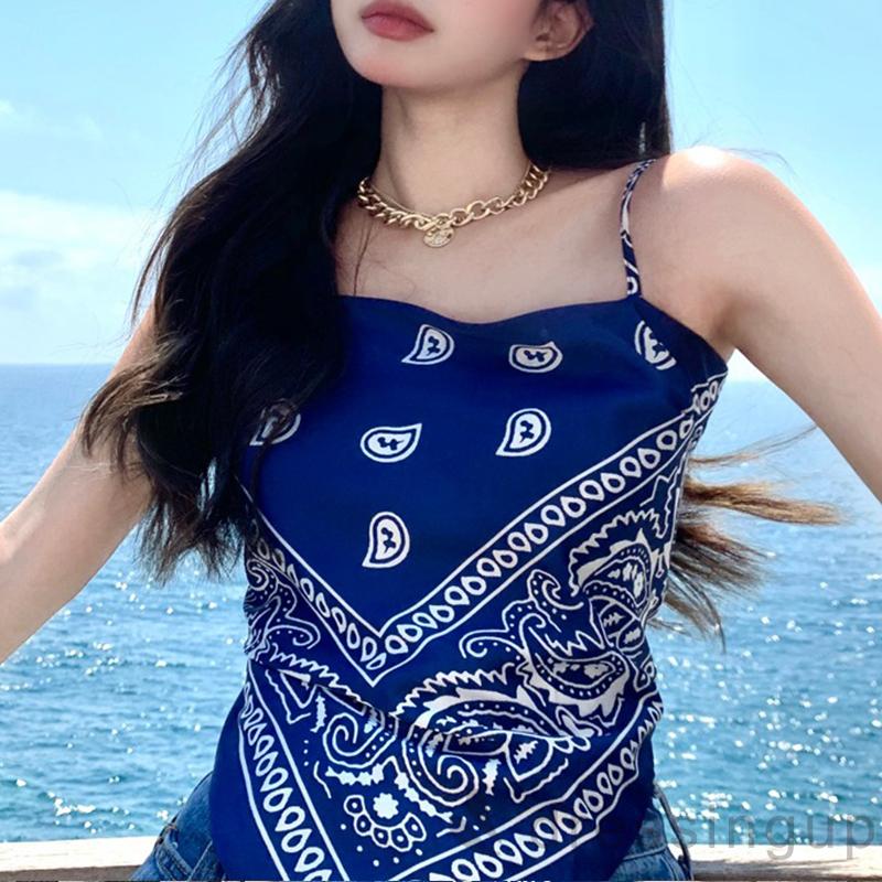 Áo Hai Dây Hở Lưng In Họa Tiết Cá Tính Dành Cho Nữ