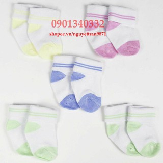 🎯khuyến mãi 99k-🎯 set 5 đôi vớ màu lật băng lông sơ sinh cho bé