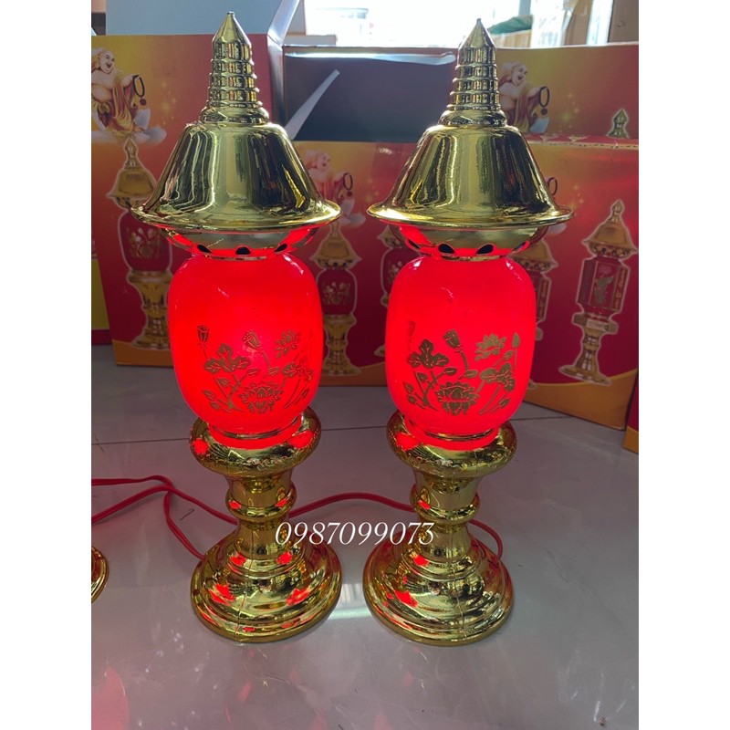 Cặp đèn thờ cúng Phú Quý sử dụng bóng e12
