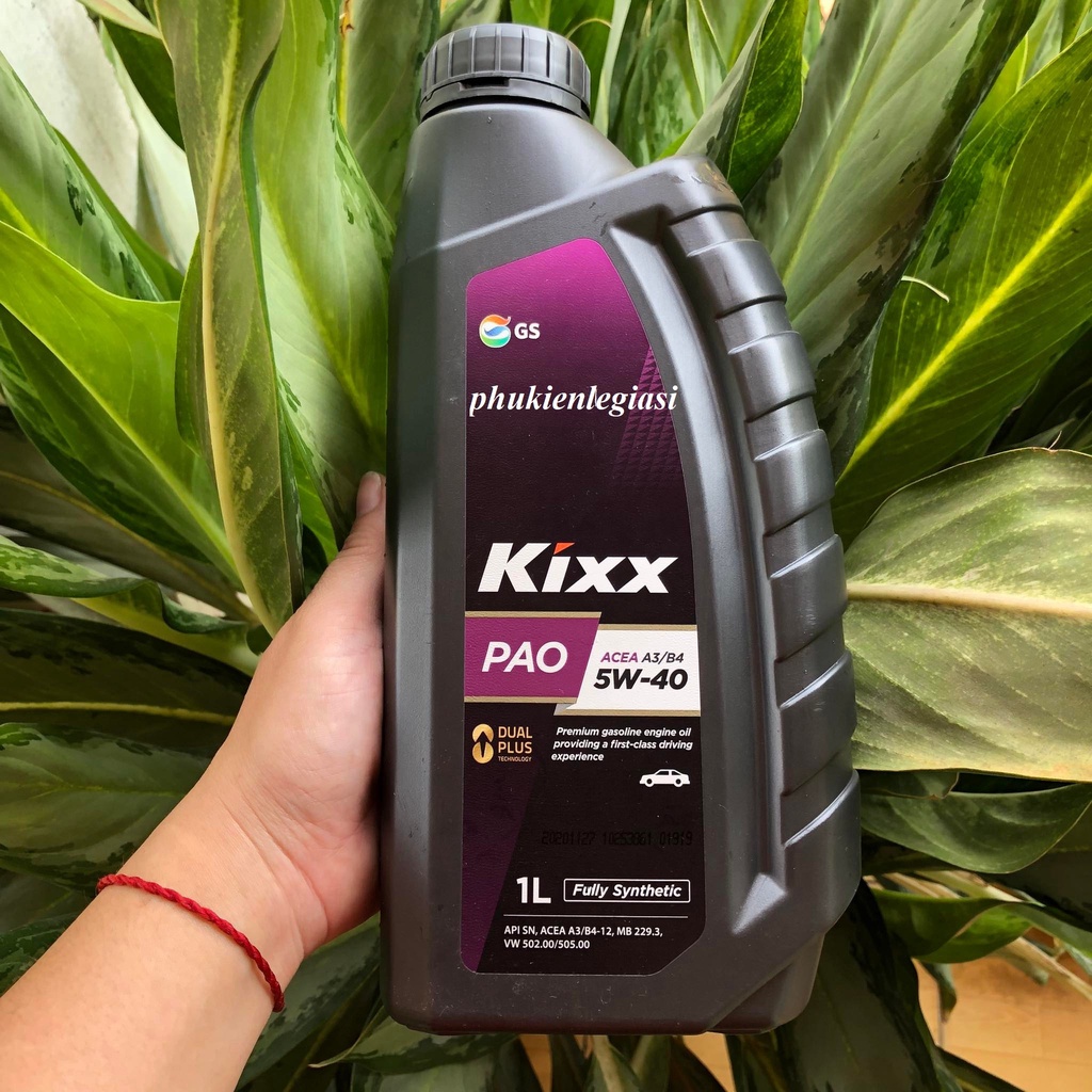 Nhớt KIXX PAO 5W40 Fully Synthentic Xe Tay Ga và oto API SN A3/B4 5W40 1 Lít nhập khẩu Hàn Quốc