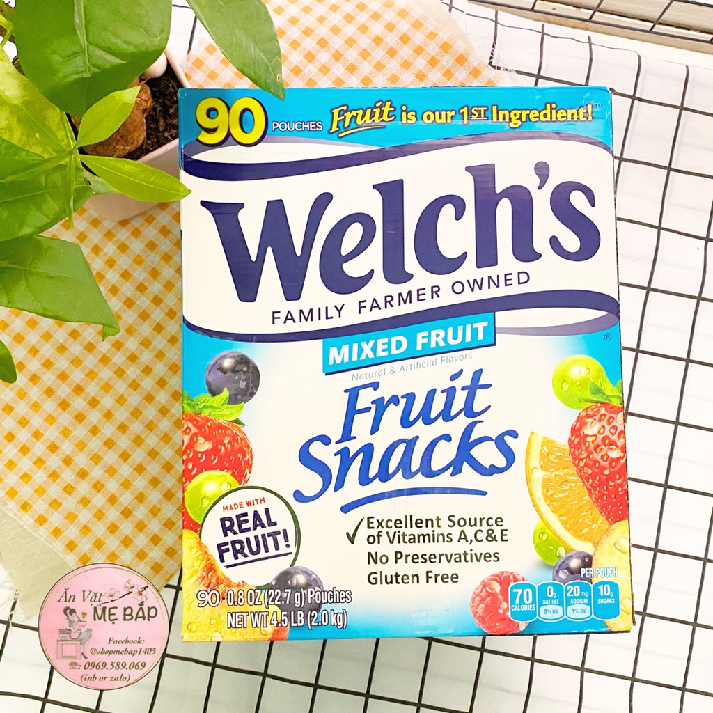 1 Gói Kẹo Dẻo Trái Cây Welch's Mỹ - Túi vị trái cây xoài, việt quất, dâu [Date 11/2022]