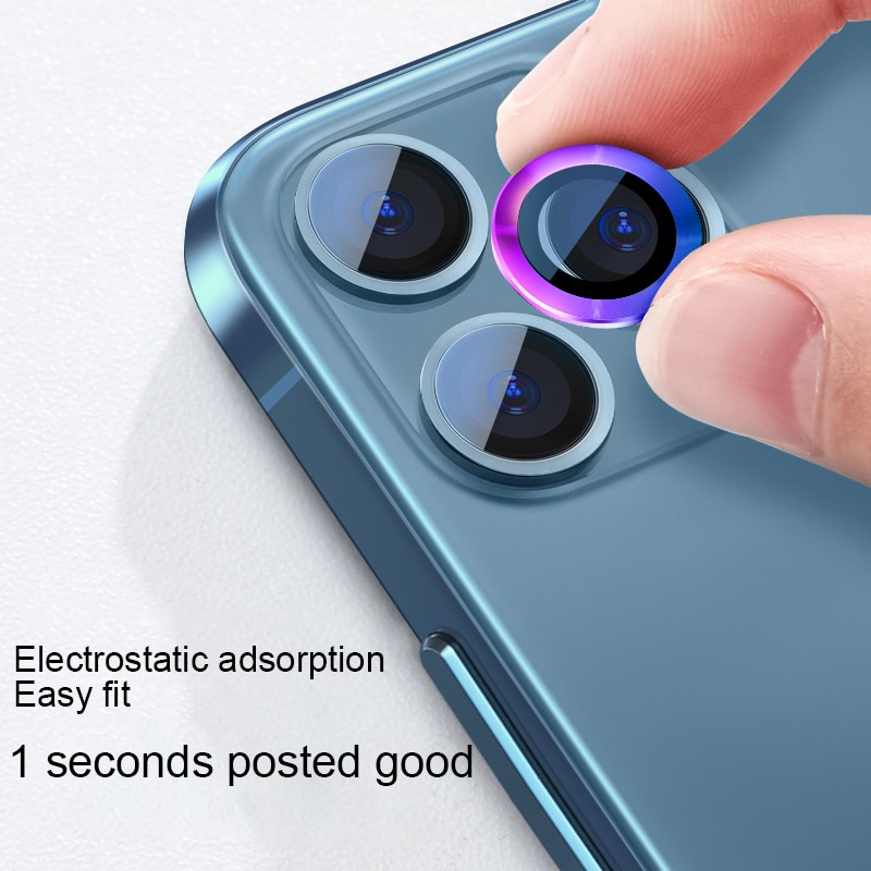Kính cường lực có vòng kim loại bảo vệ toàn diện ống kính camera cho iPhone 13 Pro Max 13 11 Pro Max