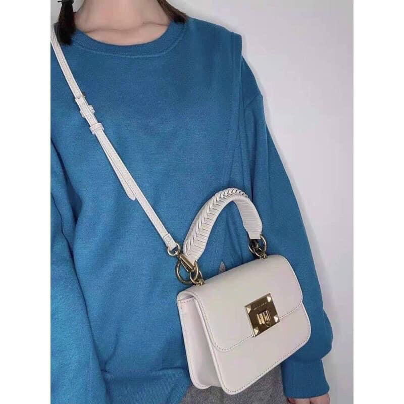 Túi xách nữ quai tết CnK đeo chéo, khoá dập logo size 18 hàng  đẹp