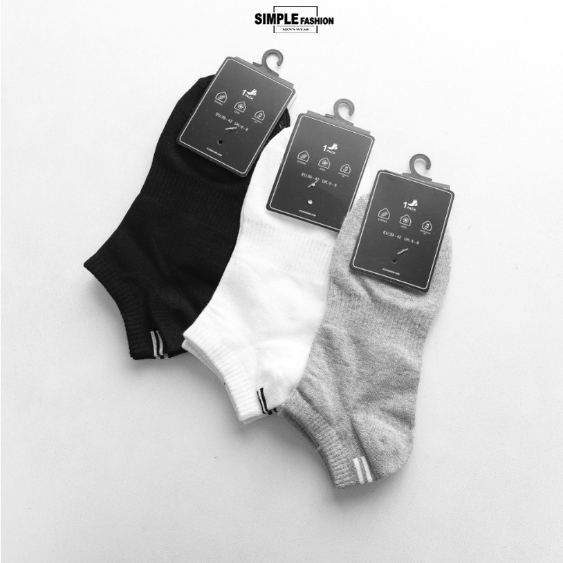 Tất Trơn Unisex Cổ Ngắn Len Tăm SIMPLE Vintage Hàn Quốc 3 màu ( 1 Đôi )