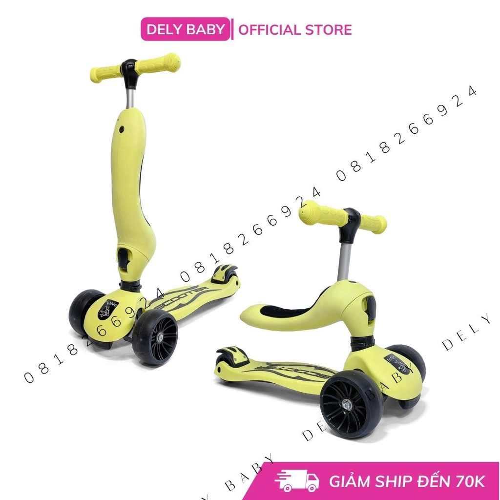 Xe Trượt Scooter Runbro Trẻ Em 2 Chế Độ 2 in 1 - Xe Chòi Chân Bánh Xe Có Đèn Cho Bé 1 Đến 8 Tuổi