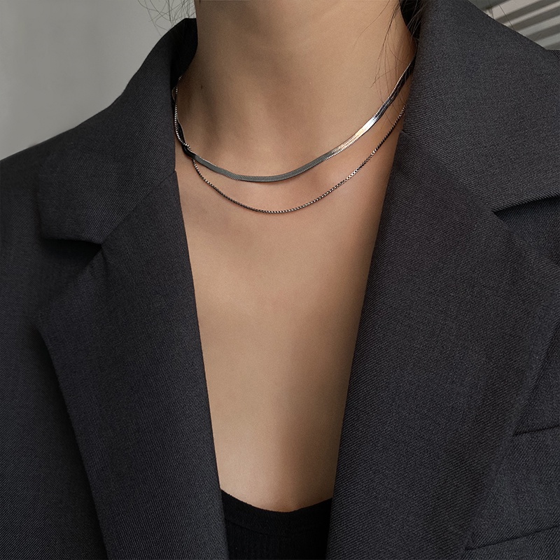 Vòng cổ Mặt Xương Rắn Phong Cách Hip Hop Đơn Giản