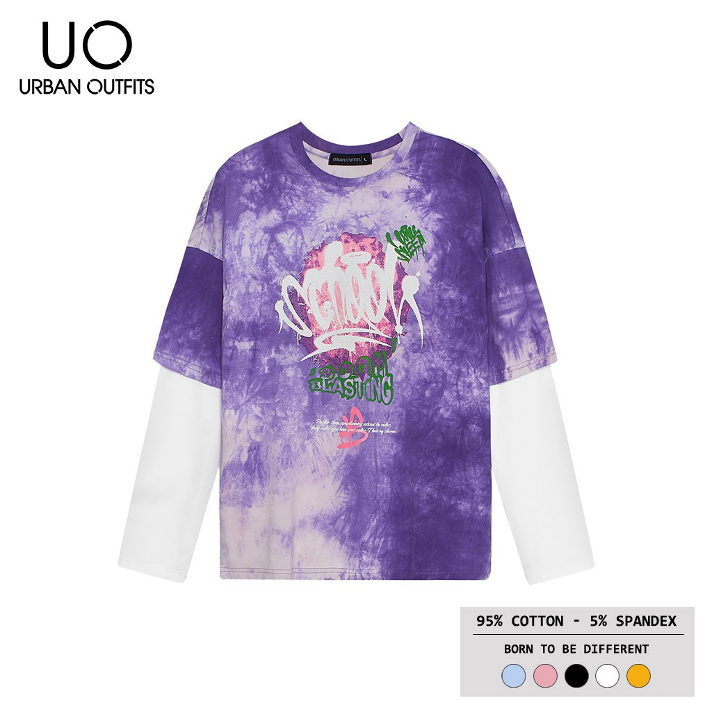 Hàng OUTLET 3 Màu TDO08 Áo Thun Tay Dài Phối Nam Nữ Form Rộng URBAN OUTFITS Loang Màu SCHOOL 100 Cotton 4 Chiều | BigBuy360 - bigbuy360.vn