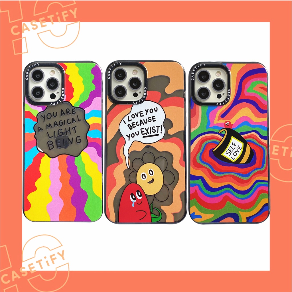 Ốp điện thoại TPU dẻo họa tiết hoạt hình Doodle màu cầu vồng cho For iPhone 7 8 Plus X XS XR 11 12 13 Pro Max SE 2020