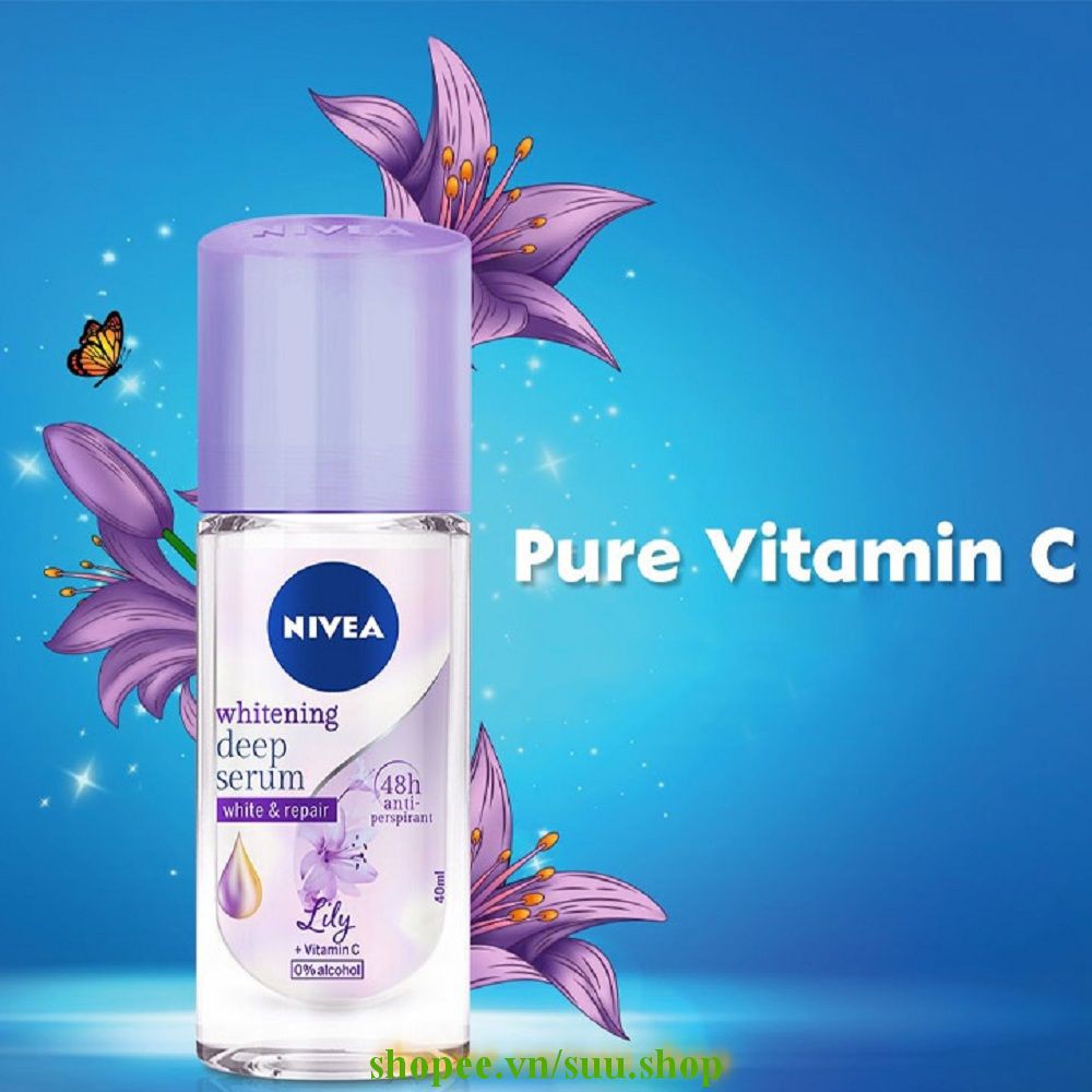 Lăn Khử Mùi Nữ 40ml Nivea Serum Trắng Mịn Hương Hoa Lily, suu.shop Cam Kết 100% Chính Hãng.