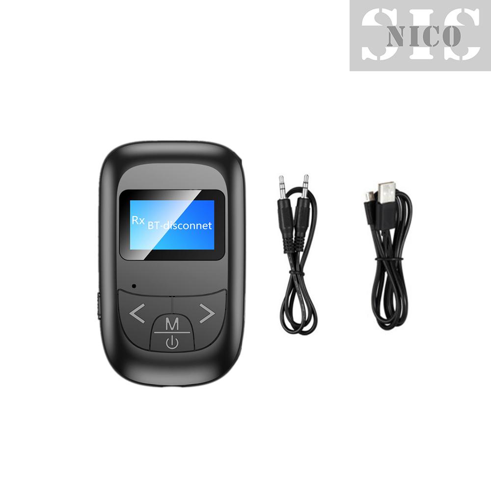 Bộ Thu Phát Âm Thanh Bt 5.0 2 Trong 1 Có Màn Hình Lcd 8 Chế Độ Đen | BigBuy360 - bigbuy360.vn