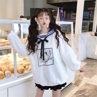 [Sale] Áo hoodie thuỷ thủ ulzzang - Kèm ảnh thật ✨