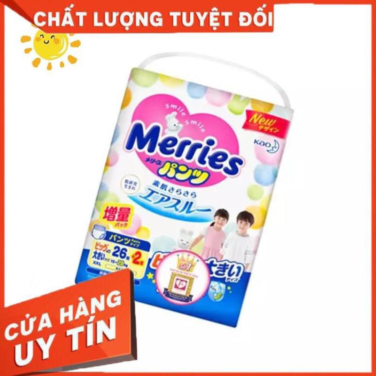 Bỉm Quần Merries Nội Địa Nhật Size XXL26 +2 Miếng (Dành Cho Bé Từ 15-28kg)