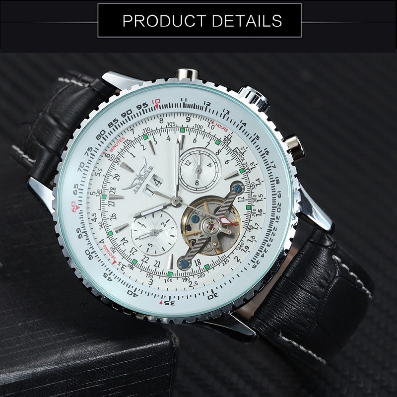 Đồng hồ đeo tay máy cơ tự động hiển thị ngày tháng tuần thương hiệu JARAGAR dành cho nam giới