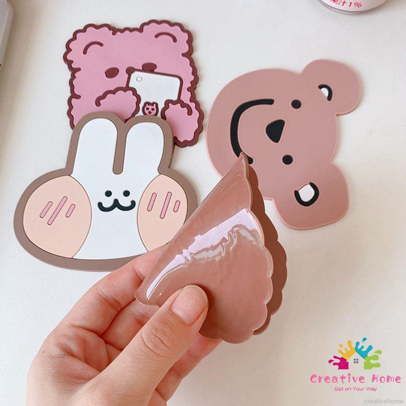 Miếng Lót Ly Chống Trượt Hình Thỏ Gấu Con Dễ Thương
