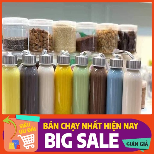 [LOẠI 1 - GIÁ HỦY DIỆT] Bình Nước Thủy Tinh, Chai Detox Có Dây Xách 500ml