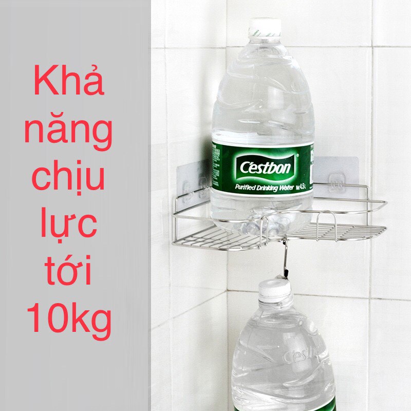 Kệ Góc Nhà Tắm Dán Tường Siêu Dính Chất Liệu Thép Không Gỉ, Kệ Để Đồ Nhà Tắm Nhà Bếp Đa Năng