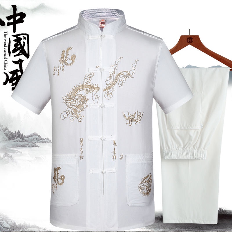 Set Đồ Phong Cách Trung Hoa Ngắn Tay Dành Cho Nam Trung Niên