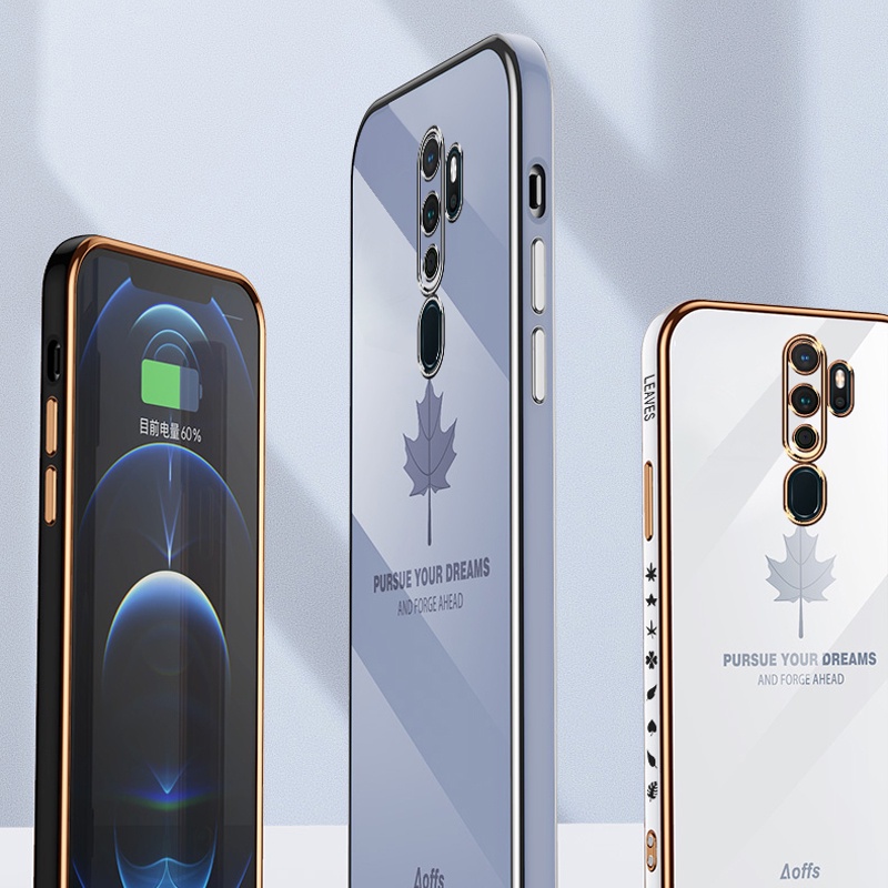 Ốp điện thoại Koosuk silicone mềm mạ láng bóng họa tiết lá phong cho OPPO A5 A9 2020 F11 Pro