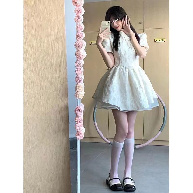Váy Công Chúa Ngắn Màu Trắng Ngọt Ngào Thời Trang Mùa Hè Kiểu Pháp Hàng Mới Dành Cho Bé Gái
