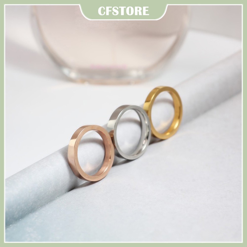 CF 3mm Ultrafine Titanium Steel Ring Women Men's Engagement Wedding Ring Silver/Gold/Rose Gold/Black