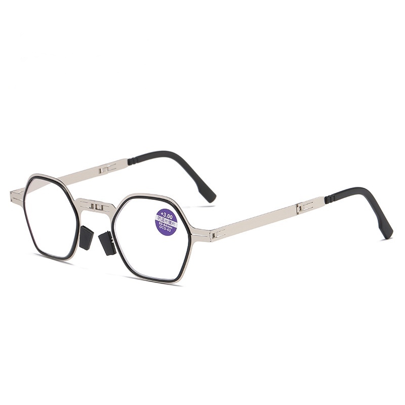 Gấp kính đọc sách nam chống ánh sáng xanh Kính đọc sách bằng kim loại cao cấp chống mỏi