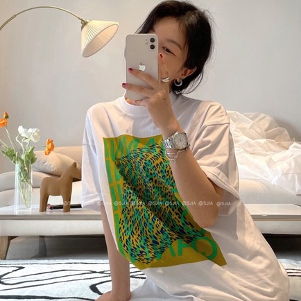 Áo Thun Tay Ngắn Dáng Rộng In Hình Thời Trang Cho Nữ