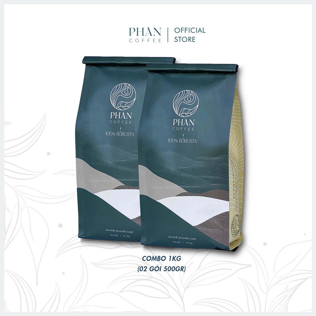 Combo 1kg Cà phê Robusta rang xay nguyên chất Phan Coffee vị đắng đậm thơm nồng pha phin pha máy