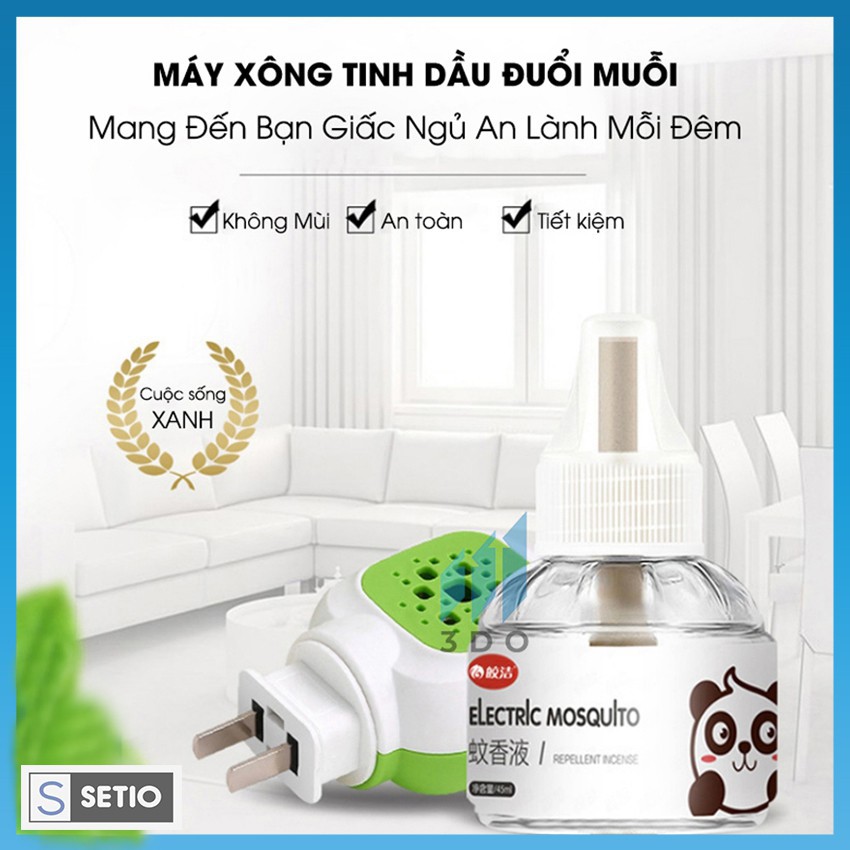 FREESHIP - Máy xông tinh dầu đuổi muỗi tặng kèm 2 lọ TINH DẦU TỪ HỮU CƠ dung tích 45ml (1 lọ sử dụng đến 300 giờ)