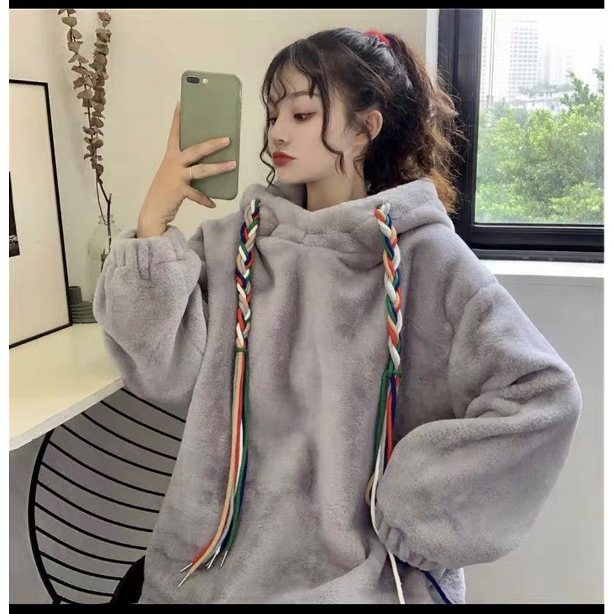 Áo khoác nỉ hoodie nữ trơn unisex form rộng mặc đôi đẹp giá rẻ G64 | BigBuy360 - bigbuy360.vn