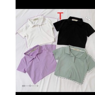 Áo crotop cổ bẻ polo nữ thun loại tốt dày dặn, co giãn, thấm hút