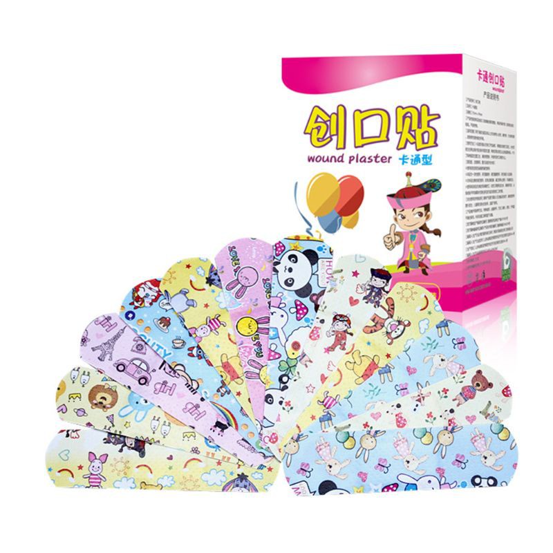 [Hàng mới về] Hộp 120 miếng băng cá nhân mini thoáng khí chống nước họa tiết hoạt hình dễ thương cho bé