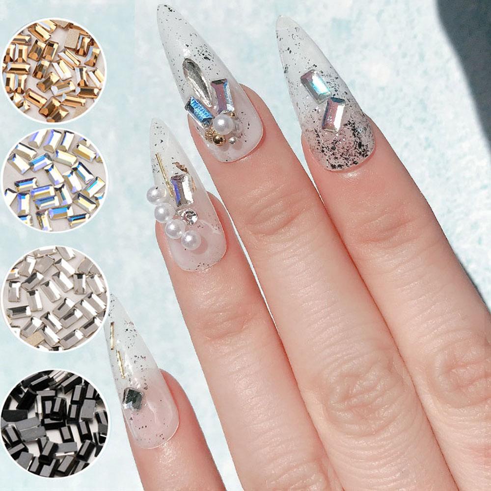 Nước Hoa Sơn Móng Tay Nghệ Thuật|Bộ 30 Miếng Dán Đáy Phẳng Hình Học Lục Giác Chữ Nhật AB|Phụ Kiện Trang Trí Móng Tay Xinh Xắn