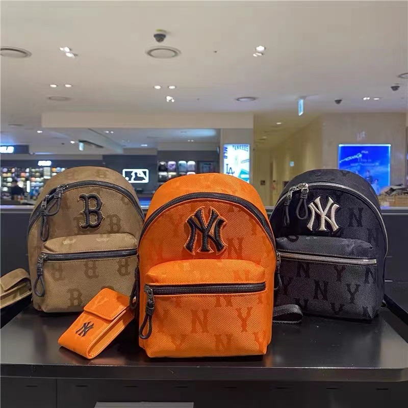 MLB Ba Lô Thời Trang Mùa Thu Phong Cách Retro Hàn Quốc In Chữ NY Cho Nam Và Nữ Lưng