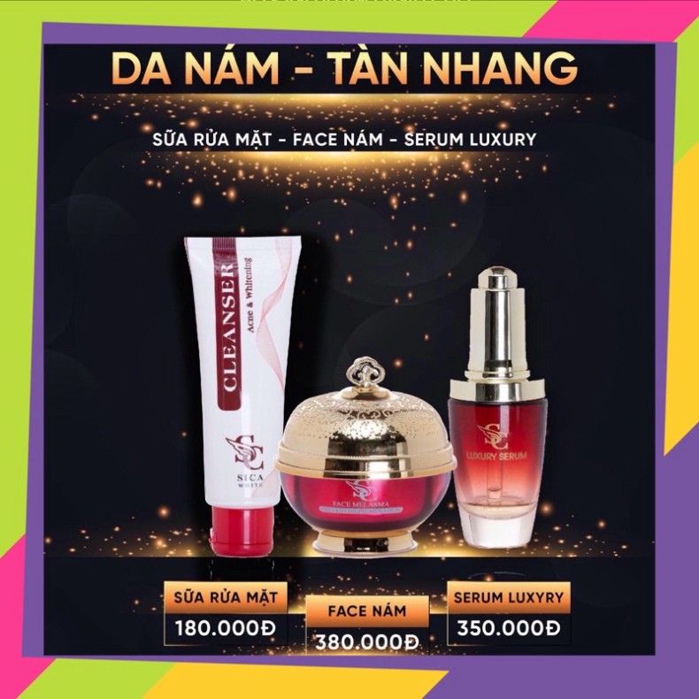 [FREE SHIP] COMBO LOẠI BỎ NÁM TÀN NHANG, LOẠI BỎ HẮC SẮC TỐ GÂY NÁM, SỬA RỬA MẶT SICA, SERUM LUXURY SICA, KEM NÁM SICA -