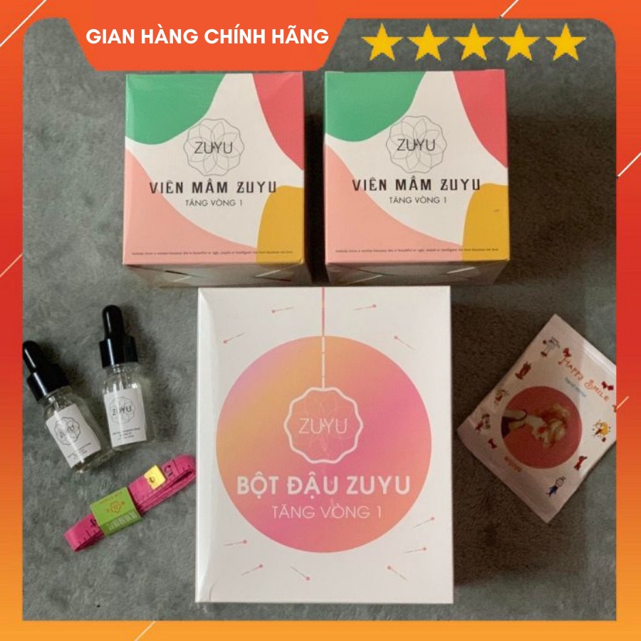 Combo ZuYu Tăng vòng 1 💗Tặng Kèm Serum Massage Ngực + Thước Đo + Gương Mini cầm tay( Kết Hợp Giữa Viên Mầm Và Bột Đậu)