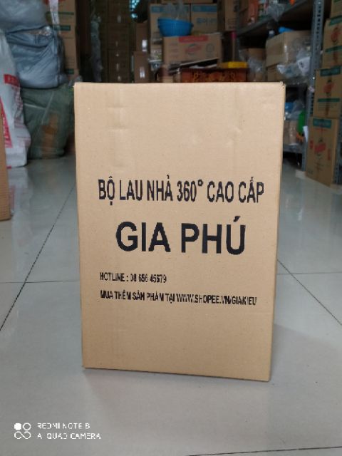 Bộ lau nhà 360 độ cao cấp tự vắt phẳng chữ nhật thế hệ mới Gia Phú BLVP - 02 ( thùng nhỏ )