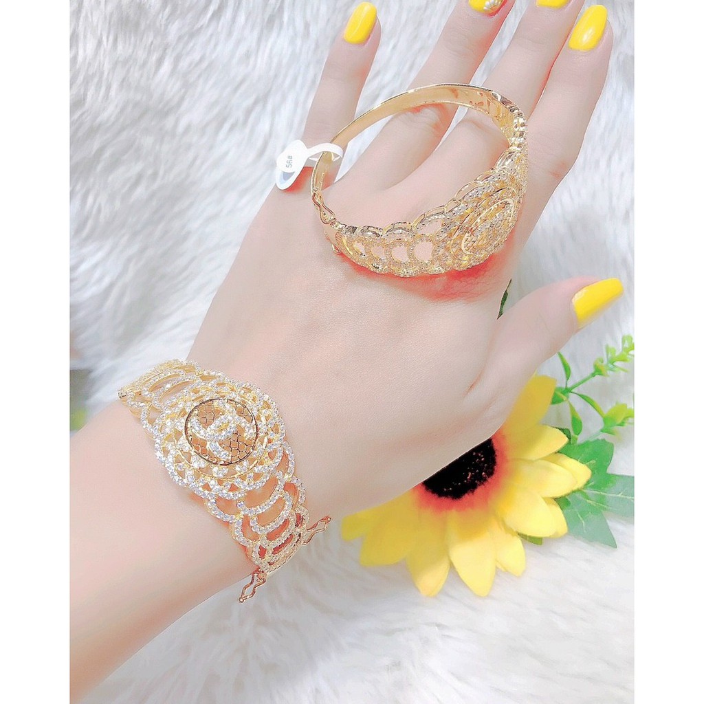 Vòng Tay Nữ Mạ Vàng 18K Đính Xoàn Hàng Đá Chữ X 1801210- Mang Đi chơi, đi tiệc cực sang - Bao đổi trả trong vòng 07 ngày